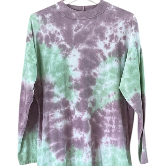 We The Free Lavender Mint Green Tie-Dye Top Long Sleeve Size Small Oversized Fit - Picture 1 of 12